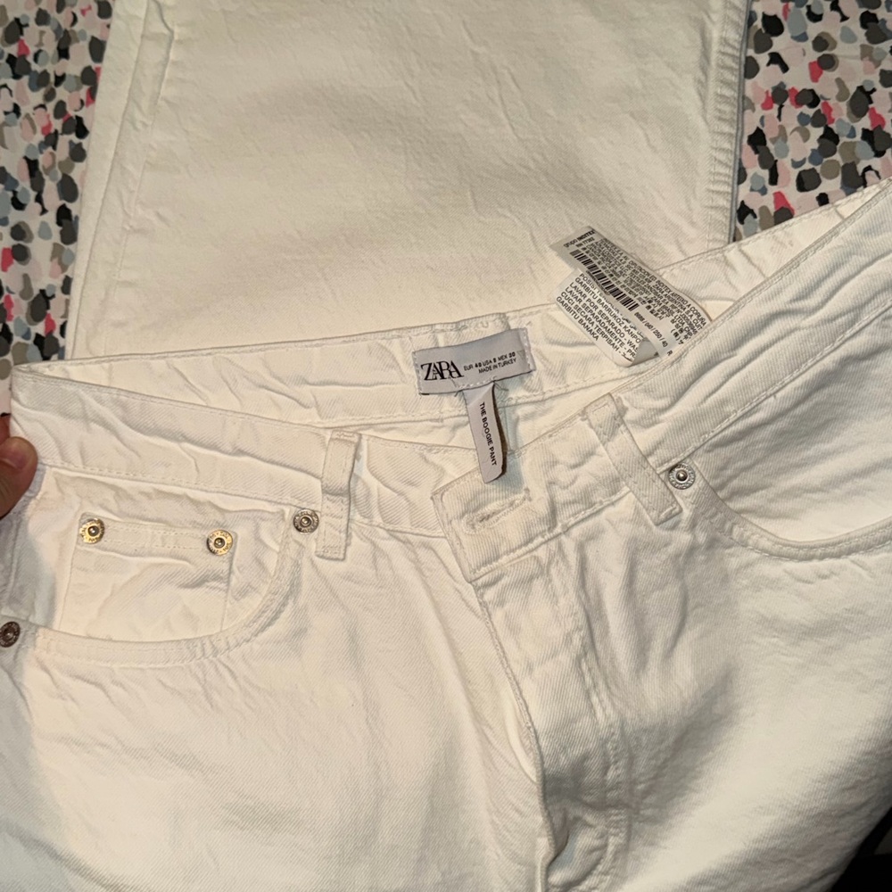 Zara Women's High Rise Cream Jeans